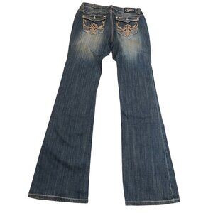 Cello Womens Embellished Bootcut Jeans  11 Denim  Embroidery Rhinestone Accents